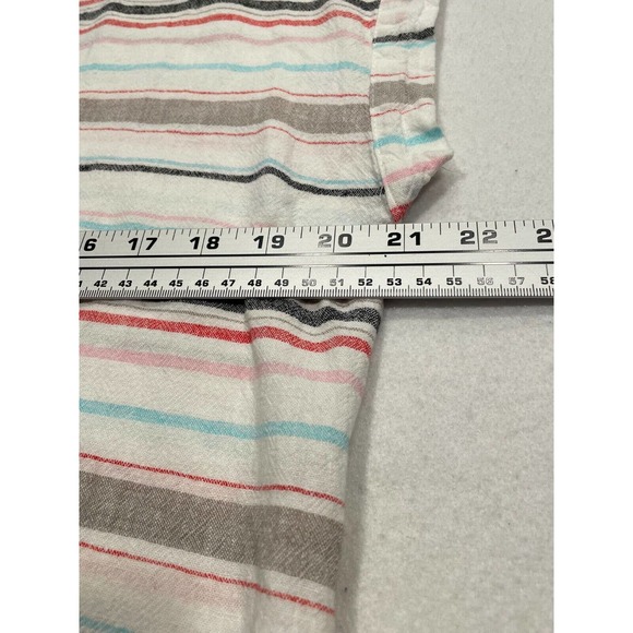 Weatherproof Vintage Size S Tie Front Top Multi Stripe Washable Linen Button Up - Picture 9 of 11